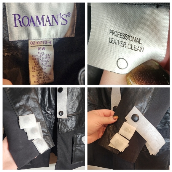Roamans Genuine Leather Black Jacket Zip Off Hem Women's size 16W New - Picture 2 of 16